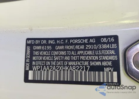 2017 Porsche Cayenne Platinum Edition from USA, damaged, VIN WP1AA2A2XHKA82217